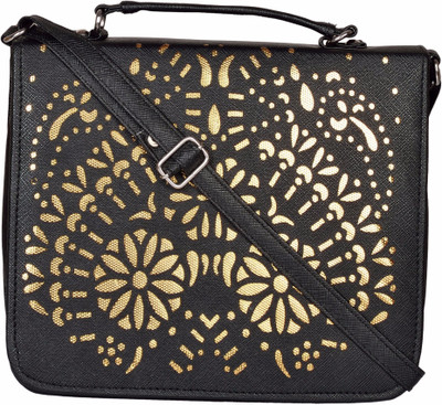 

Cuddle Women Casual Black PU Sling Bag
