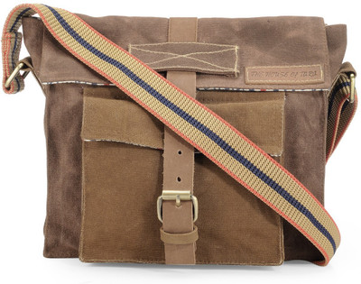 

The House of Tara Men Casual Brown Canvas Sling Bag