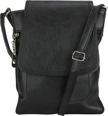 

Pink Rose Men & Women Casual Black PU Sling Bag
