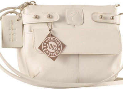 

eZeeBags Women Casual White Genuine Leather Sling Bag