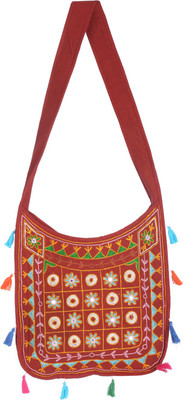 

Rajrang Women Casual Maroon Cotton Sling Bag