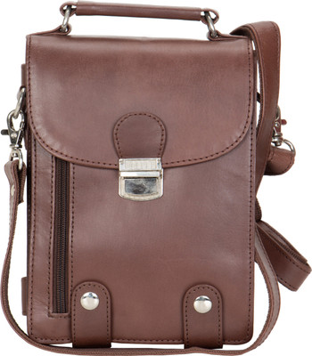 

American-Elm Men & Women Casual Brown Genuine Leather Sling Bag