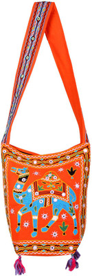 

Rajrang Women Casual Blue, Orange, Green Cotton Sling Bag, Blue;green;orange