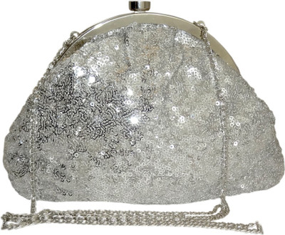 

Hi Look Women Evening/Party Silver Canvas Sling Bag