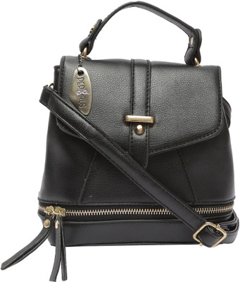 

Pepgirls Girls Casual Black Leatherette Sling Bag