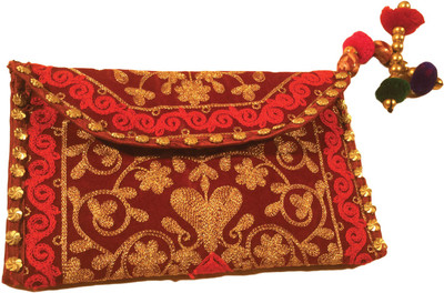 

Minky's Decor Men & Women Casual Maroon, Gold Velvet, Cotton Sling Bag, Gold;maroon