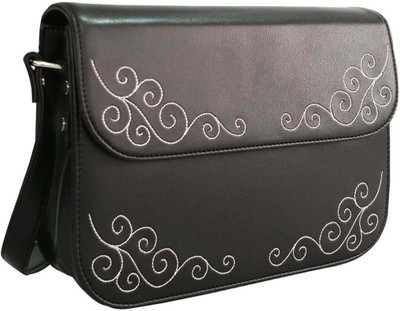 Toteteca Women Casual Black Leatherette Sling Bag
