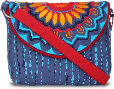 Pickpocket Women Casual Blue Canvas Sling Bag