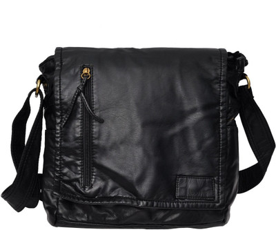 

Hawai Men & Women Casual Black PU Sling Bag