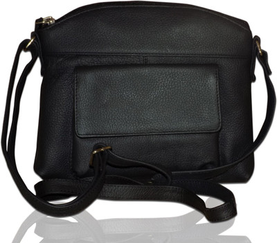 

Style 98 Girls Casual Black Genuine Leather Sling Bag