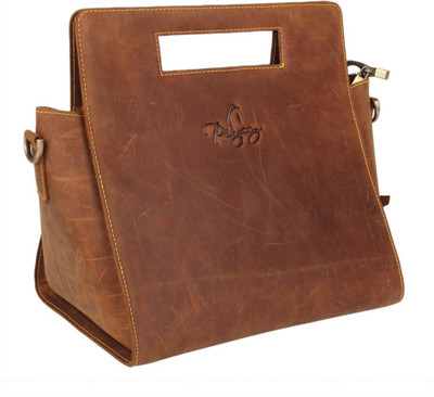 

pingooz Women Casual Brown Genuine Leather Tote
