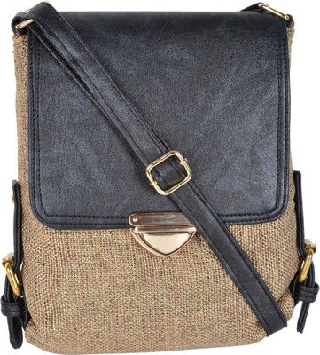 

Kleio Women Casual Black Jute Sling Bag