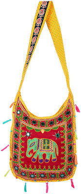 

Rajrang Women Casual Yellow, Red Cotton Sling Bag, Red;yellow
