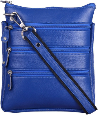

Blu Whale Men & Women Casual Blue Genuine Leather Sling Bag