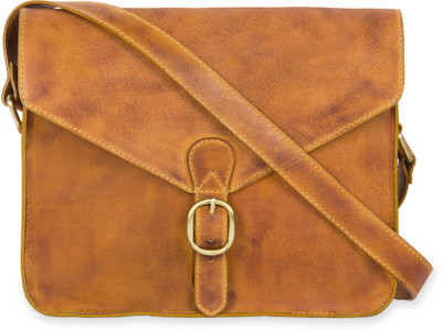 

Calligraphy Women Casual Tan Genuine Leather Sling Bag