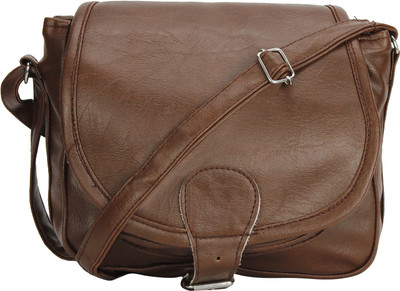 

Pink Rose Men & Women Casual Brown PU Sling Bag