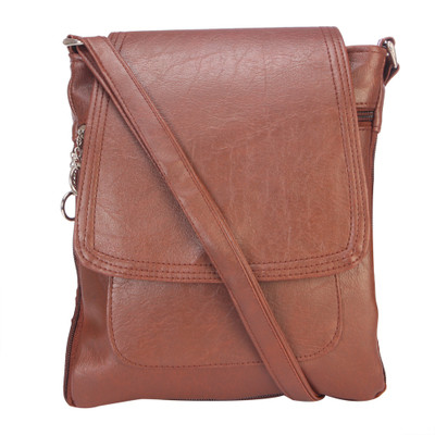 

Skyways Men & Women Casual Brown Leatherette Messenger Bag