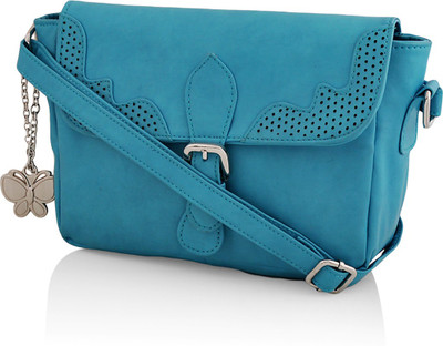 

Butterflies Women Casual Blue PU Sling Bag