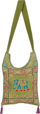 

Rajrang Women Casual Green Cotton Sling Bag