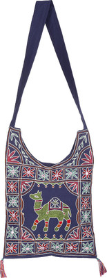 

Rajrang Women Casual Blue Cotton Sling Bag