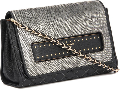 

Da Milano Women Casual Black, Gold Sling Bag