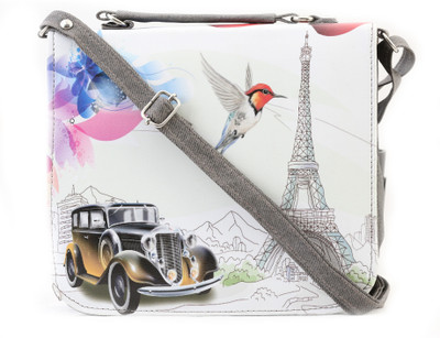 

Felicita Women Casual Grey, White PU Sling Bag