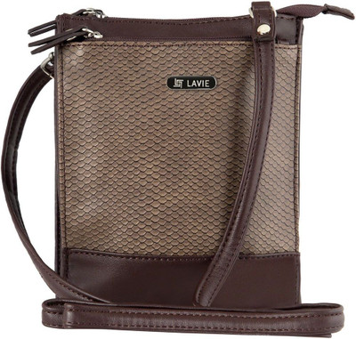 Lavie Women Casual Brown PU Sling Bag