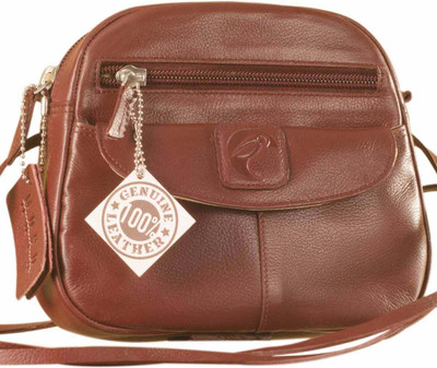 

eZeeBags Women Casual Maroon Genuine Leather Sling Bag