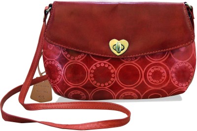Arpera Red Sling Bag Embossed Genuine Leather C11517-3