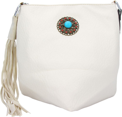 

The Peacock Craft Women Casual White PU Sling Bag