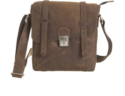 

Goodwill Leather Art Men Casual Brown Genuine Leather Sling Bag