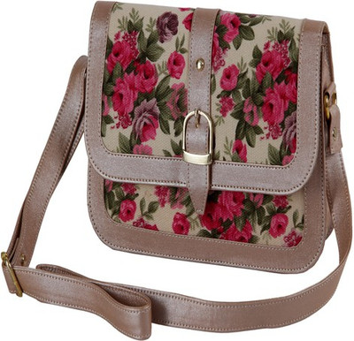 

Kuero Women Casual Pink, Gold, Beige Leatherette, Cotton Satchel, Beige;gold;pink
