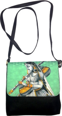 

Bhamini Women Casual Black Cotton Sling Bag