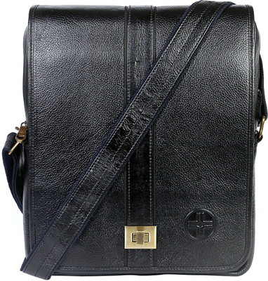 

JL Collections Men & Women Casual Black Genuine Leather Sling Bag