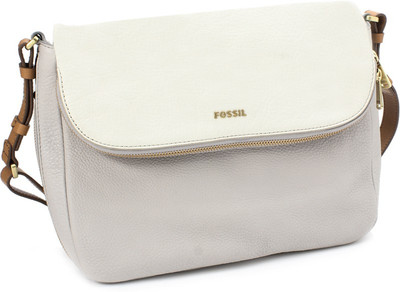 

Fossil Women Casual White, Grey Genuine Leather Sling Bag, Grey;white