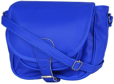 

Rapidcostore Girls Casual Blue Leatherette Sling Bag