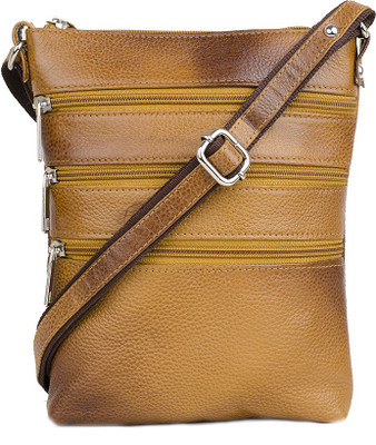 

LeWIS Women Casual Tan Genuine Leather Sling Bag