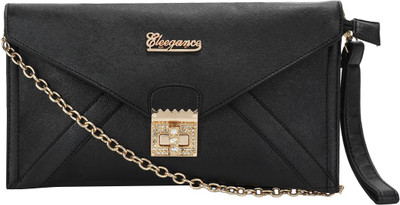 

Eleegance Women Evening/Party Black, Gold Polyester Sling Bag
