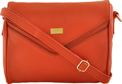 

Yelloe Women Orange PU Sling Bag