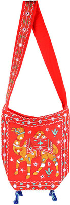 

Rajrang Women Casual Brown, Red, Green Cotton Sling Bag, Brown;green;red
