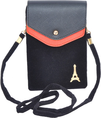 FabSeasons Women Casual Black Velvet Sling Bag