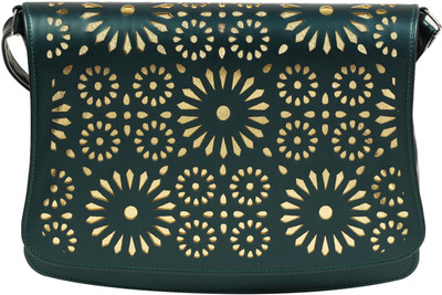 

Colors Inc Women Evening/Party Green Leatherette Sling Bag