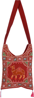 

Rajrang Women Casual Maroon Cotton Sling Bag