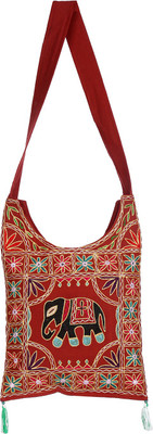 

Rajrang Women Casual Maroon Cotton Sling Bag