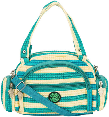 

Glitters Girls White, Green Rexine Sling Bag, Green;white