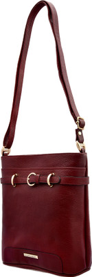 

JFL-Jewellery For Less Girls Formal Maroon Genuine Leather Sling Bag