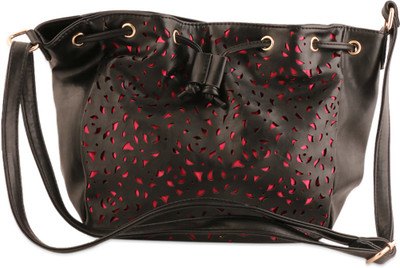 

Addons Women Casual Black PU Sling Bag