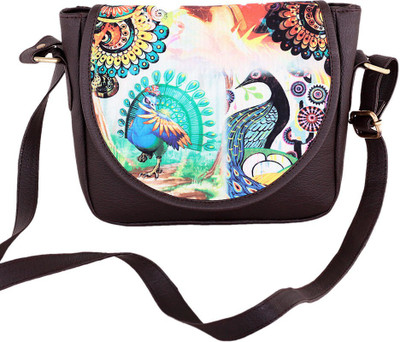 

The G Street Women Casual Brown Leatherette Sling Bag