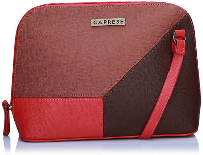 

Caprese Women Casual Pink, Brown Leatherette Sling Bag, Brown;pink