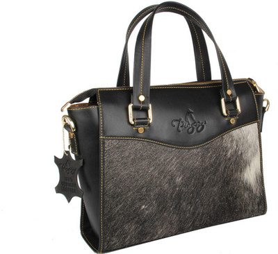 

pingooz Women Casual Black Genuine Leather Tote